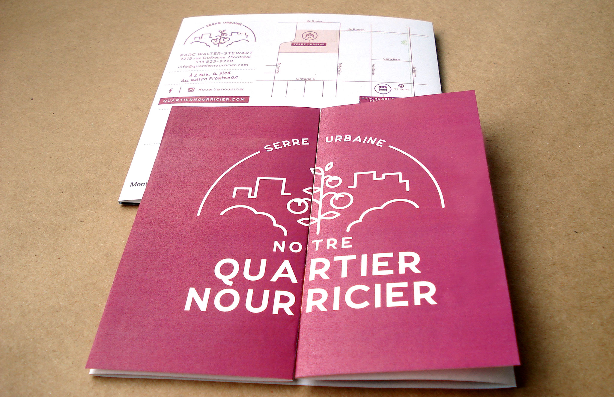 Rafraîchissement logo et ligne graphique Quartier Nourricier. Emballage et outils de promotion.