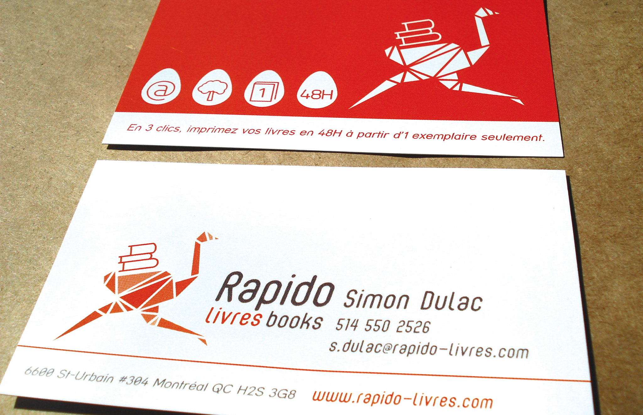 Identité visuelle pour l’imprimeur Rapido Livres.