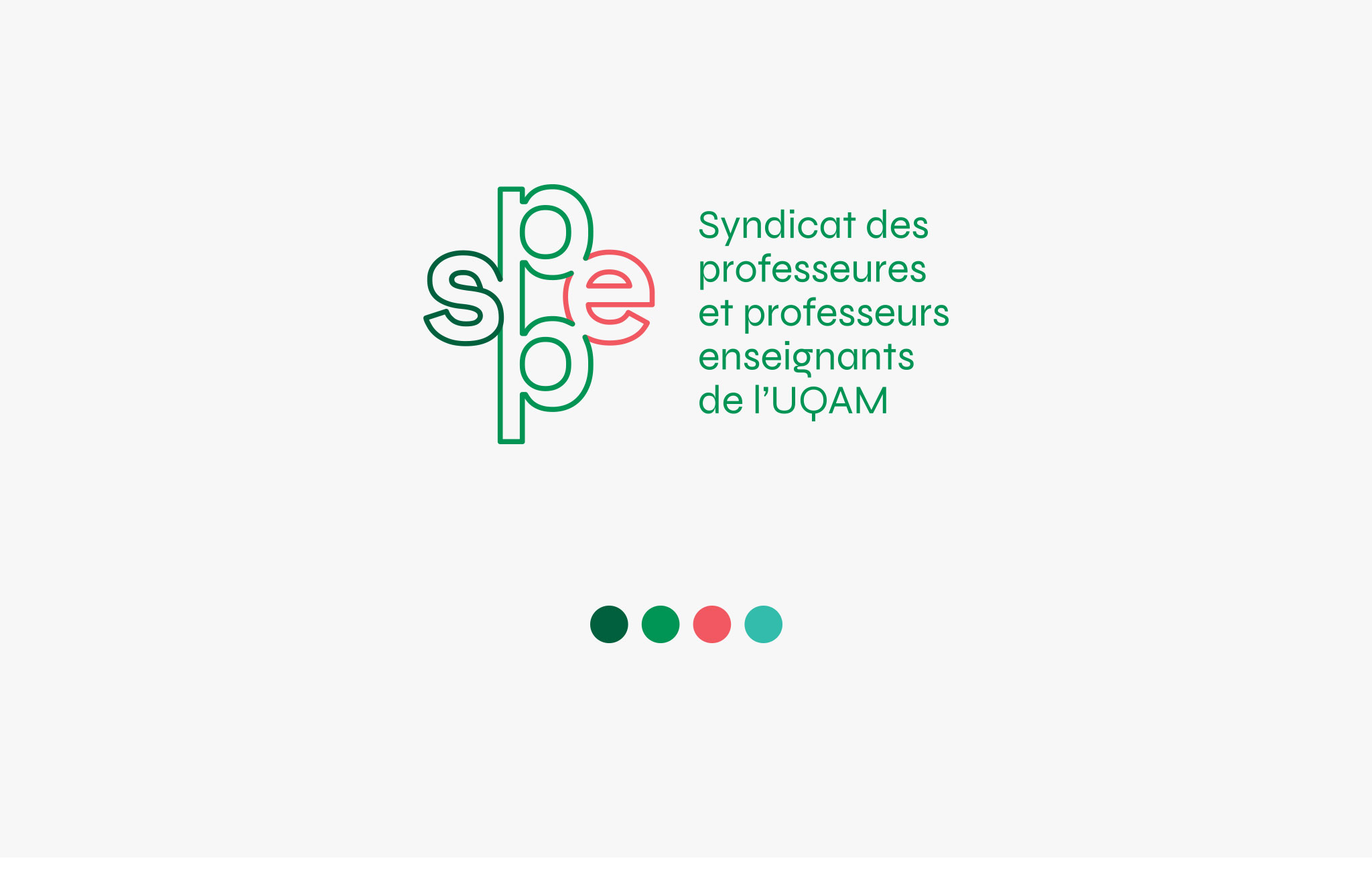 Nouvelle identité visuelle, logo, papeterie, estampes, site web du SPPEUQAM - Syndicat des professeures et professeurs enseignants de l'UQAM.